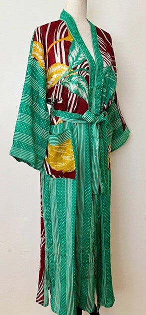 Luxurious Rich Silk Long Kimono Duster. Abstract Print