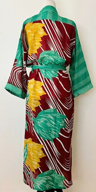 Luxurious Rich Silk Long Kimono Duster. Abstract Print