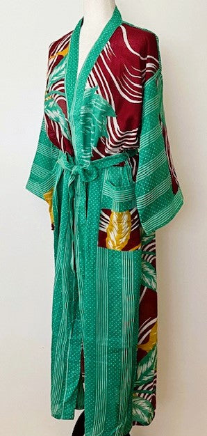 Luxurious Rich Silk Long Kimono Duster. Abstract Print