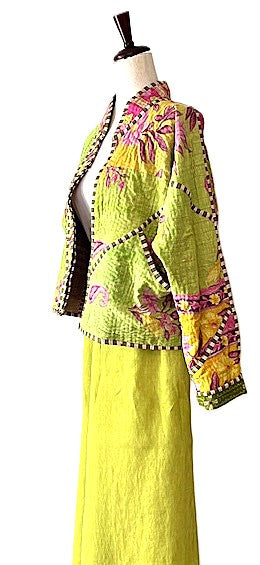 Short Cotton Quilted Jacket Handmade And Fully Reversible. (New Style)