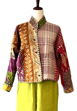 Short Cotton Quilted Jacket Handmade And Fully Reversible. (New Style)