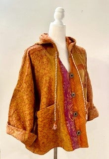 New Style Kantha Cropped Shacket Jacket (Carmel)