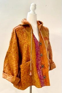 New Style Kantha Cropped Shacket Jacket (Carmel)