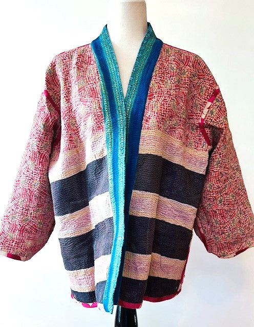 Specialty Collection: Kantha Stitch Quilted Short Jacket. Fully Reversible.