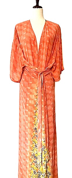 Kantha Bae New Alchemy Crepe Silk Kimono Offers Two Clever Styling Options.  (Orange)
