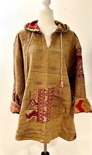 Throw and Go Hoodies Redefine Kantha: A Fashion Must. (Beige)