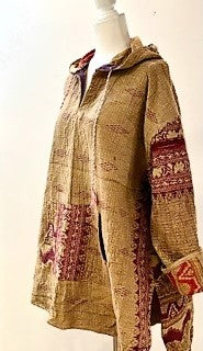 Throw and Go Hoodies Redefine Kantha: A Fashion Must. (Beige)