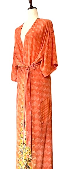 Kantha Bae New Alchemy Crepe Silk Kimono Offers Two Clever Styling Options.  (Orange)