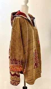 Throw and Go Hoodies Redefine Kantha: A Fashion Must. (Beige)