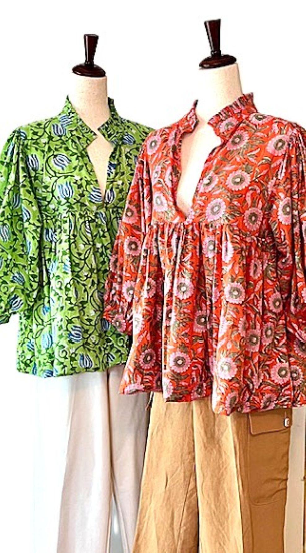Smart Block Printed Cotton Top,  Flattering  And Cool (2 Print Options)