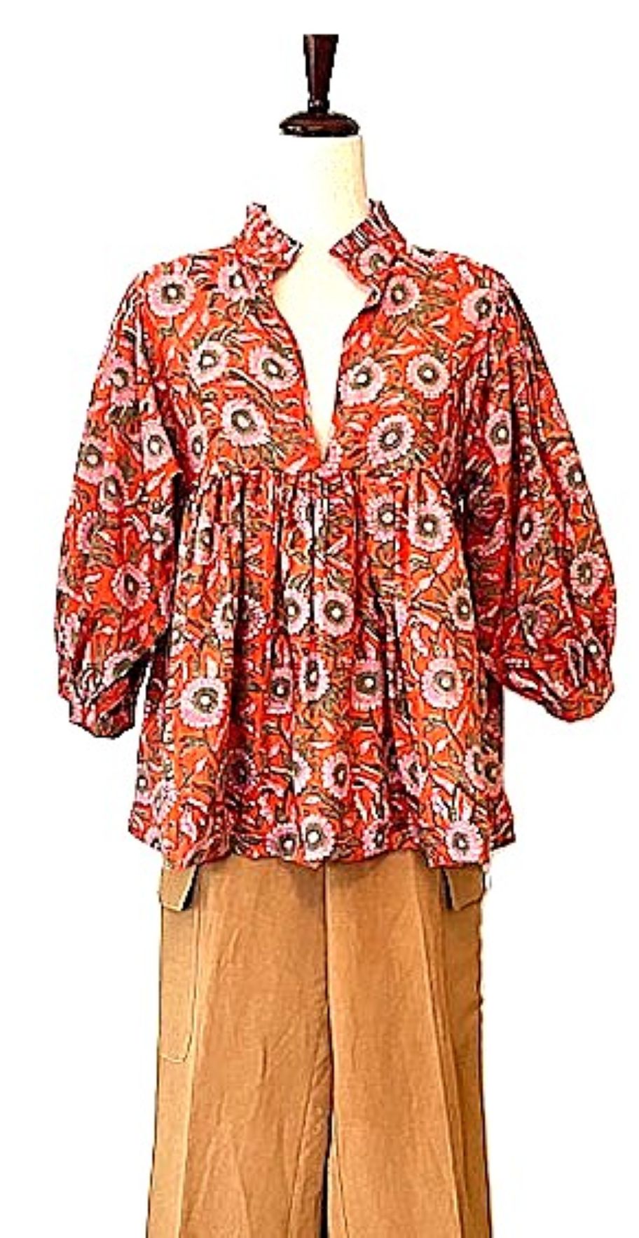 Smart Block Printed Cotton Top,  Flattering  And Cool (2 Print Options)