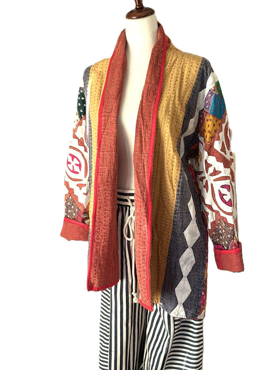 Short Designer Cutwork Blazer. Colorful