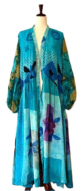Kantha Bae Evermore Silk Kimono Is Luxurious and Romantic (Turquoise)