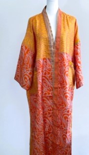 Top of the Line Silk Kimono Duster Is Alluring (Orange/Bronze)