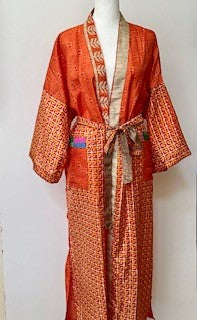 Luxury Mixed Print Silk Kimono Duster Shows Off Textures