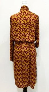 Luxury Rich Silk Print Kimono Duster Dress is Sophisticated (Bronze)