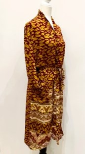 Luxury Rich Silk Print Kimono Duster Dress is Sophisticated (Bronze)