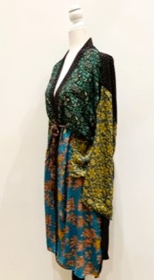 Luxury Mixed Print Silk Kimono Duster Dress is Sophisticated