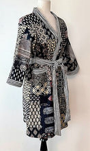 Patchwork Multicolor Silk Kantha Quilted Kkimono. Artisan