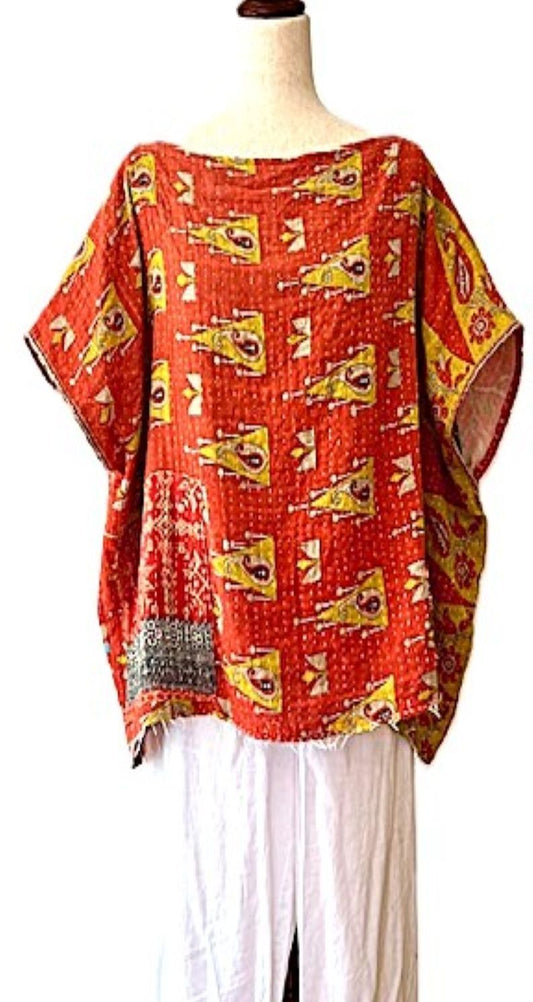 Kantha Bae OG Crop Top Offers Limitless Options. Fully Reversible 4 Ways.(Orange)