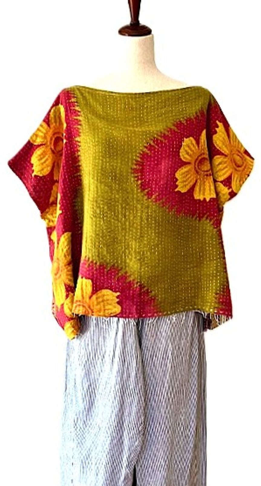Kantha Bae OG Crop Top Offers Limitless Options. Fully Reversible 4 Ways.(Green)