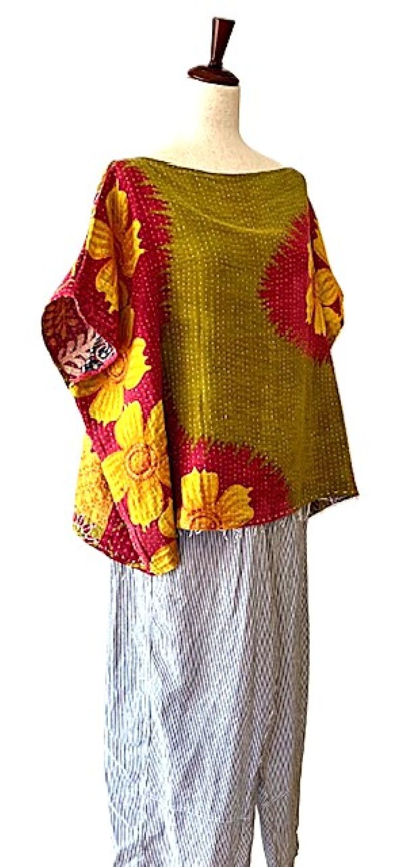Kantha Bae OG Crop Top Offers Limitless Options. Fully Reversible 4 Ways.(Green)
