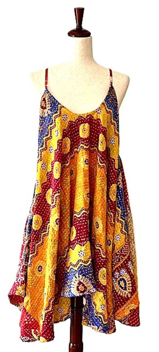 Kantha Bae Moonchild Mini Sundress Is A Fashion Win!  (Red Mustard)