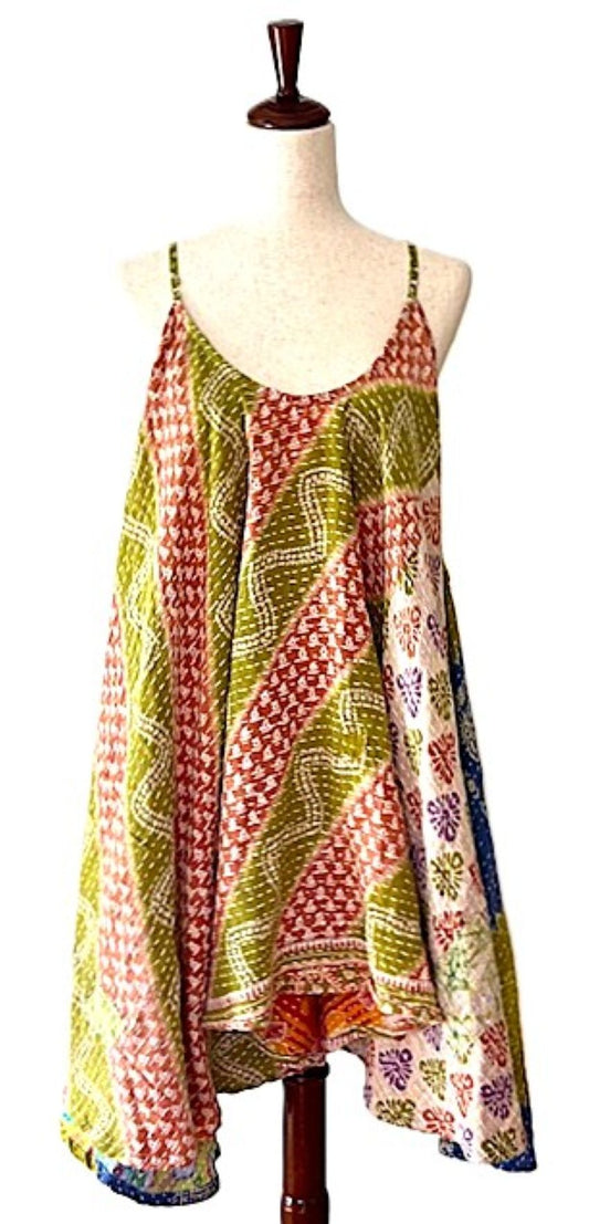 Kantha Bae Moonchild Mini Sundress Is A Fashion Win!  (Olive Blue)