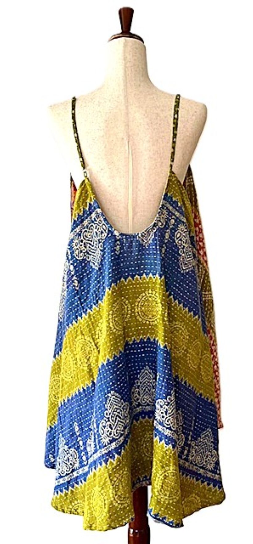 Kantha Bae Moonchild Mini Sundress Is A Fashion Win!  (Olive Blue)