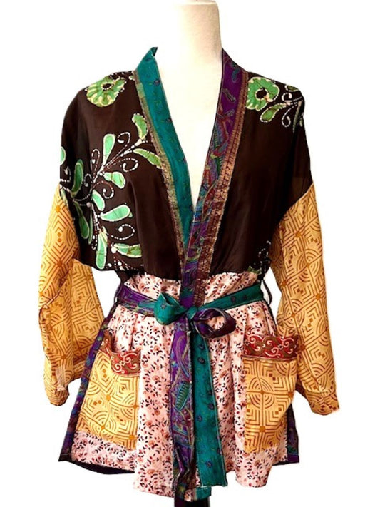 The Accessory In Demand, The Short Silk Kimono Jacket. Fashionable and Elegant. (Mixed)