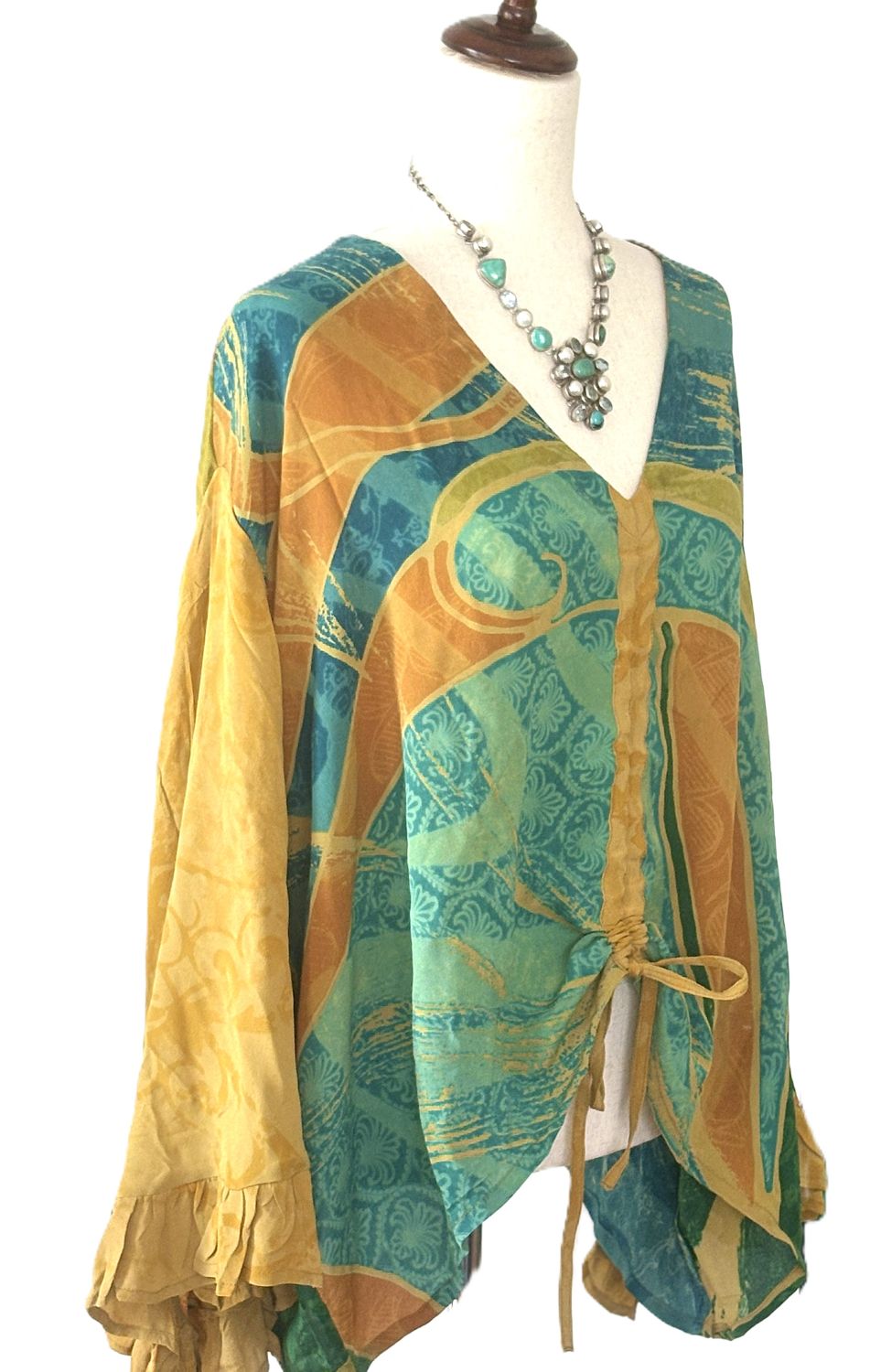 Kantha Bae Daisy Silk Butterfly Top (Green Bronze)
