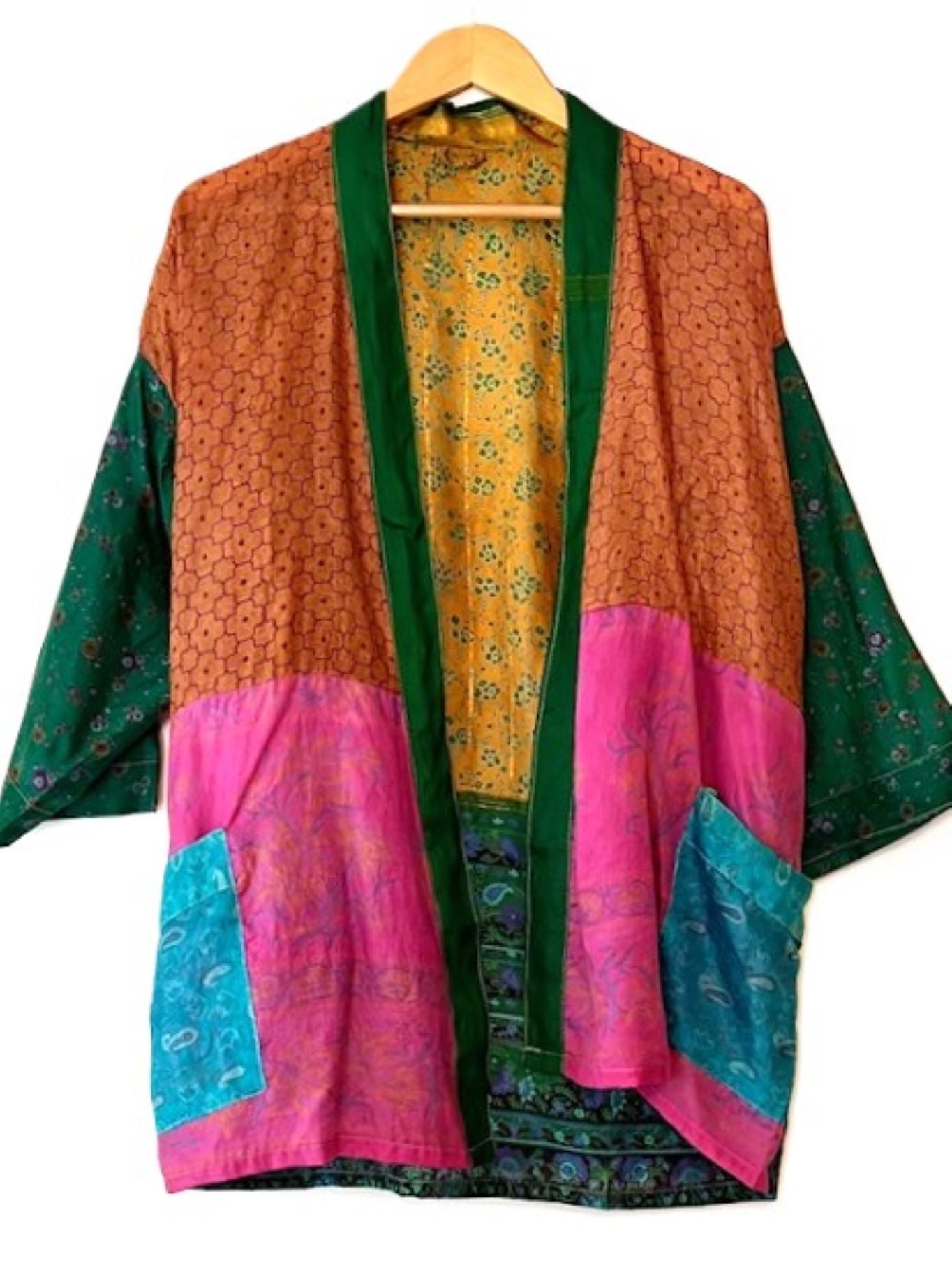 The Accessory In Demand, The Short Silk Kimono Jacket. Fashionable and Elegant. (Orange)