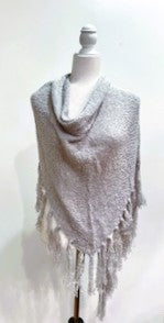 The Perfect Basic, Pearl Gray Open Shawl With Fringe