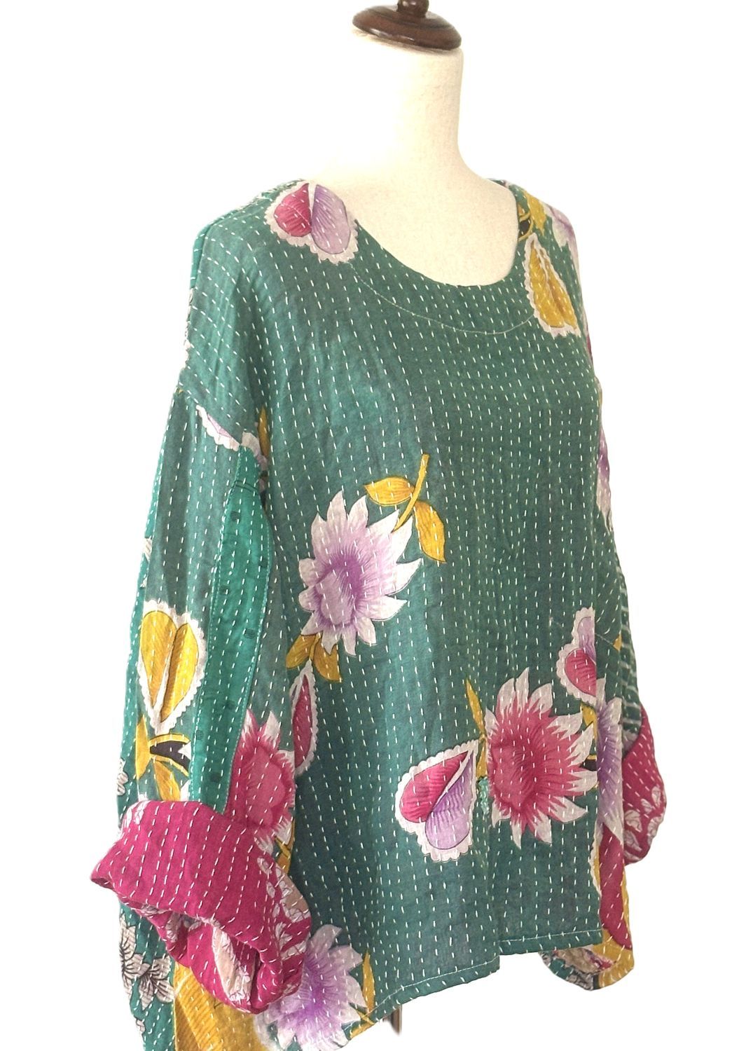 Pareo Kantha Wanderer Pocket Crop Top (Green)