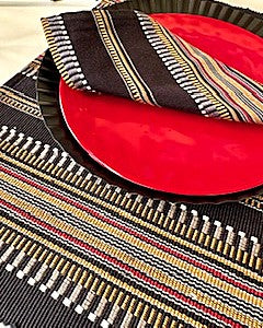 Table Linens, Artisan Multicolored Hand Woven Placemats. (Set of 4) Matching Napkins. (Copy)