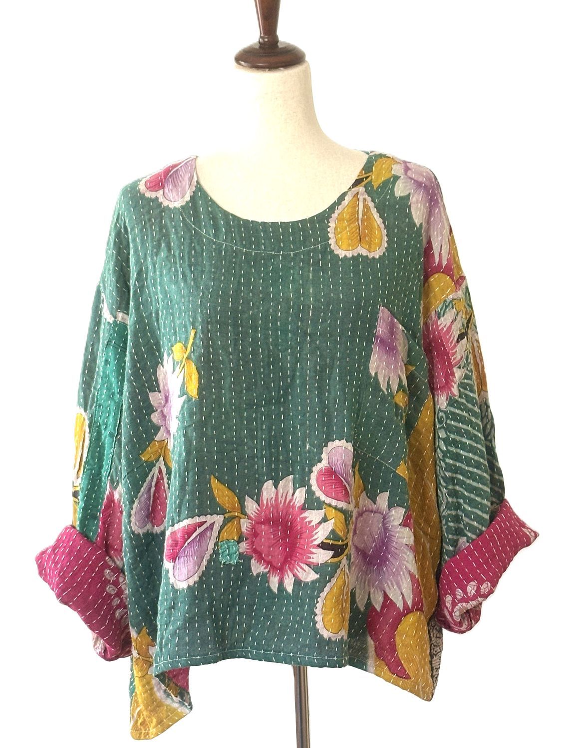 Pareo Kantha Wanderer Pocket Crop Top (Green)
