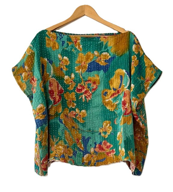 Kantha Bae OG Crop Top Offers Limitless Options. Fully Reversible 4 Ways.(Teal)