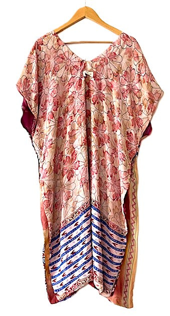 Kantha Bae Duality Silk Split Muu. Fully Reversible. Lots of Styling Options. (Plum Beige)