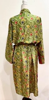 Silk Kimono Duster Mixed Print (Holiday Green)