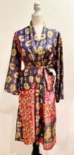 Silk Kimono Duster Mixed Print (Purple Abstract)