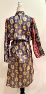 Silk Kimono Duster Mixed Print (Purple Abstract)