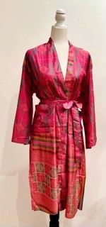 Silk Kimono Duster Mixed Print (Pink Sherbert)