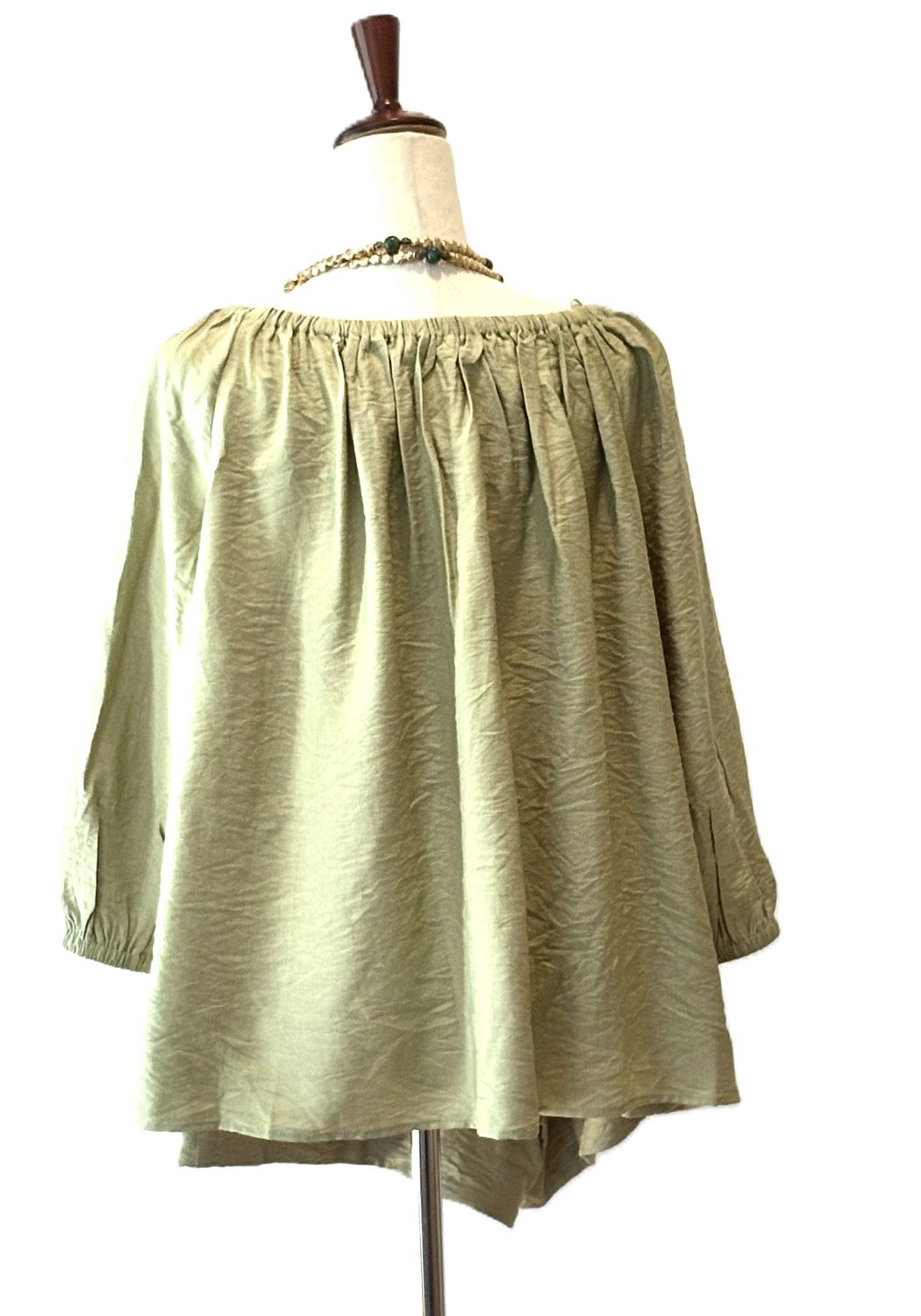 Short Sets, 2 Piece Set With A Tunnel Neck, Wooden Beads, Matching Shorts (Avocado)