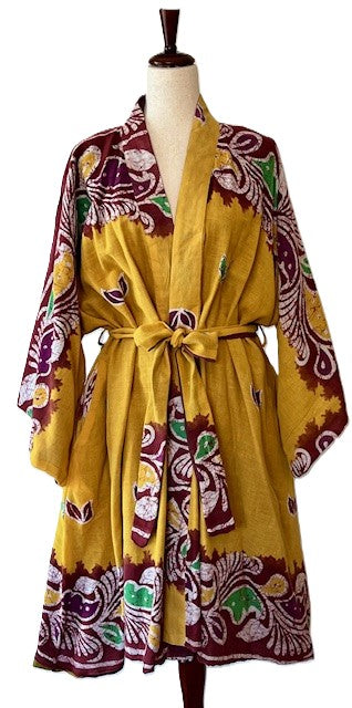 Kantha Trench Kimono Coat Will Exceed Your Expectations, Reversible (Mustard)