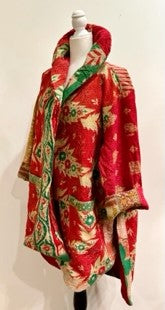 Drifter Coat: Kantha Comfortable and Warm (Red Green)