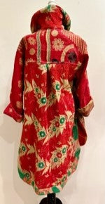 Drifter Coat: Kantha Comfortable and Warm (Red Green)