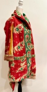 Drifter Coat: Kantha Comfortable and Warm (Red Green)