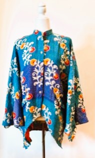 Kantha Cotton Embroidered Tunic: Best Seller (Blue)