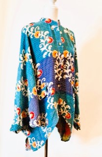 Kantha Cotton Embroidered Tunic: Best Seller (Blue)