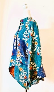 Kantha Cotton Embroidered Tunic: Best Seller (Blue)